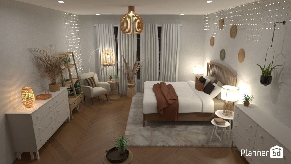 Quarto decorado com tapete no Planner 5D