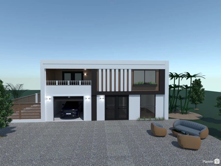 Planta de sobrado moderno criado no Planner 5D