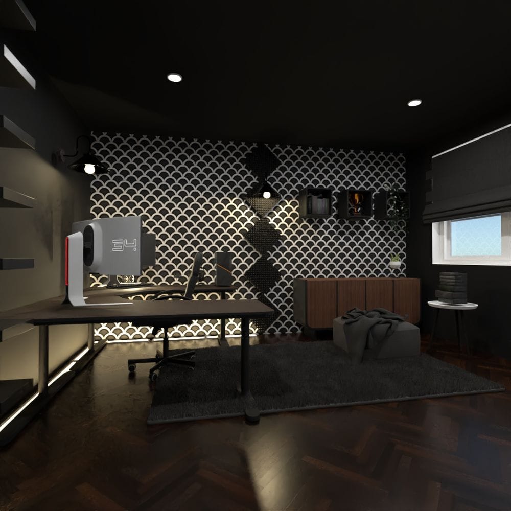 Quarto gamer projetado no Planner 5D