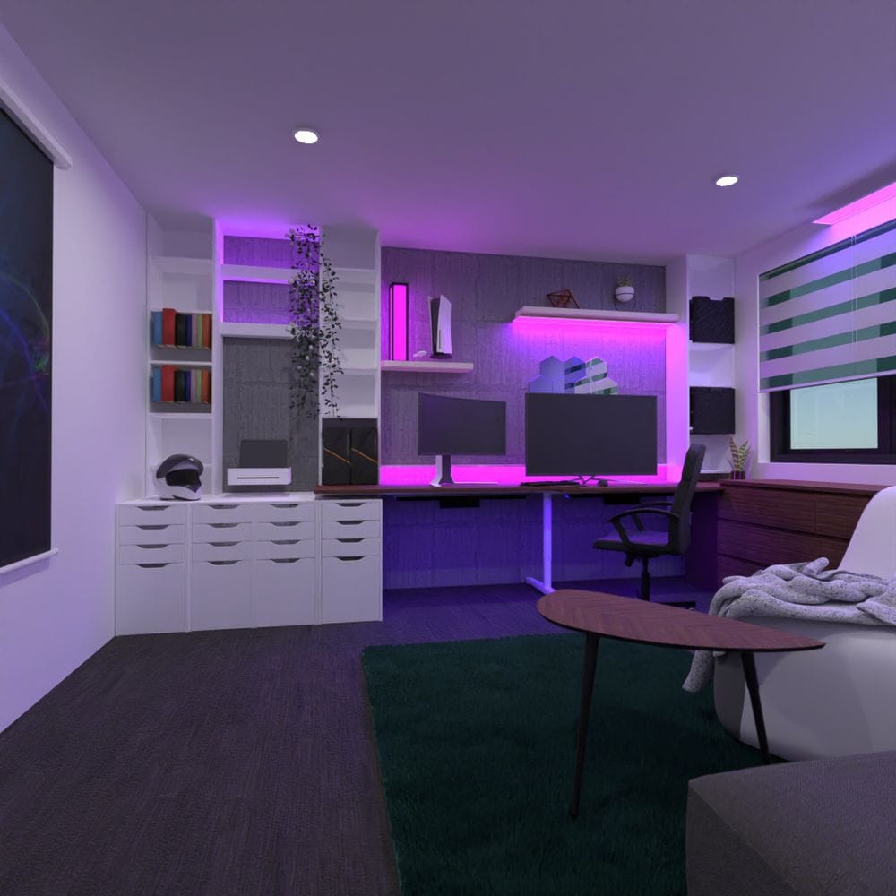 quarto gamer com boa iluminação