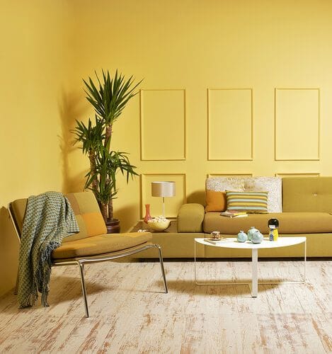 la psychologie de couleur jaune, decoration d'interieure