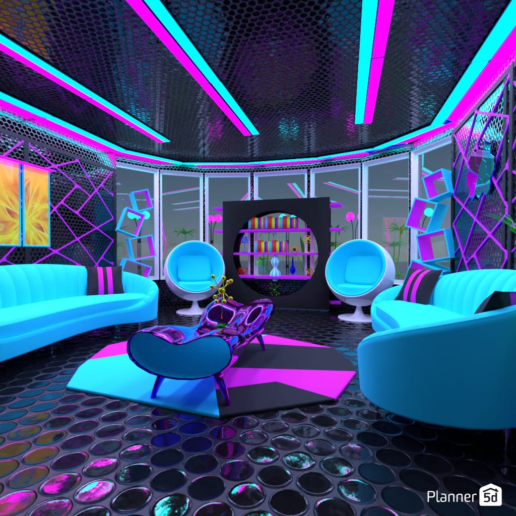 Sala futurista com iluminação de LED
