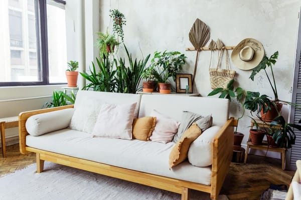un intérieur bohème avec un design biophilique